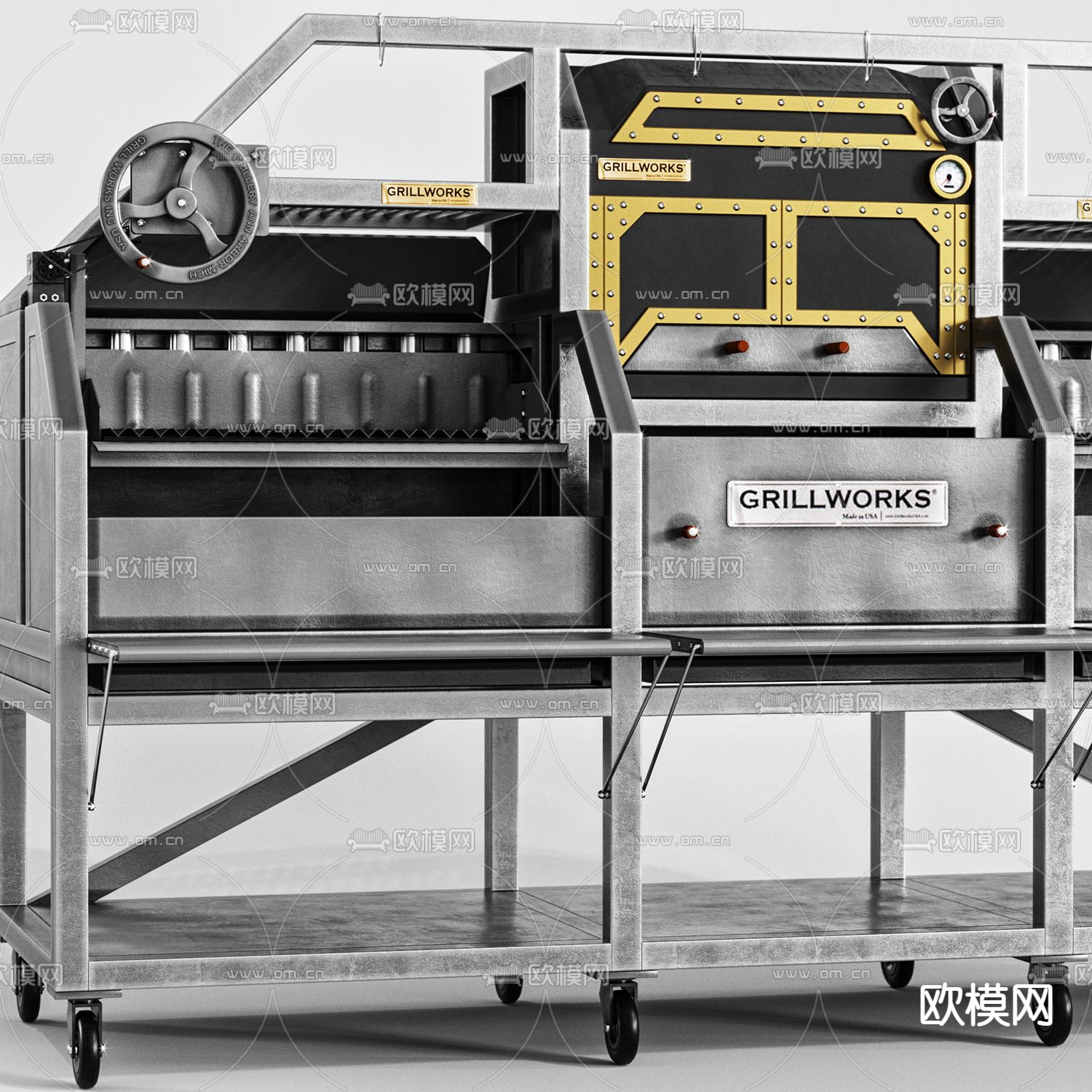 工业风烤肉架3d模型下载（渲染图2）