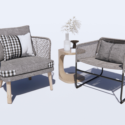  现代藤编户外休闲椅su模型 