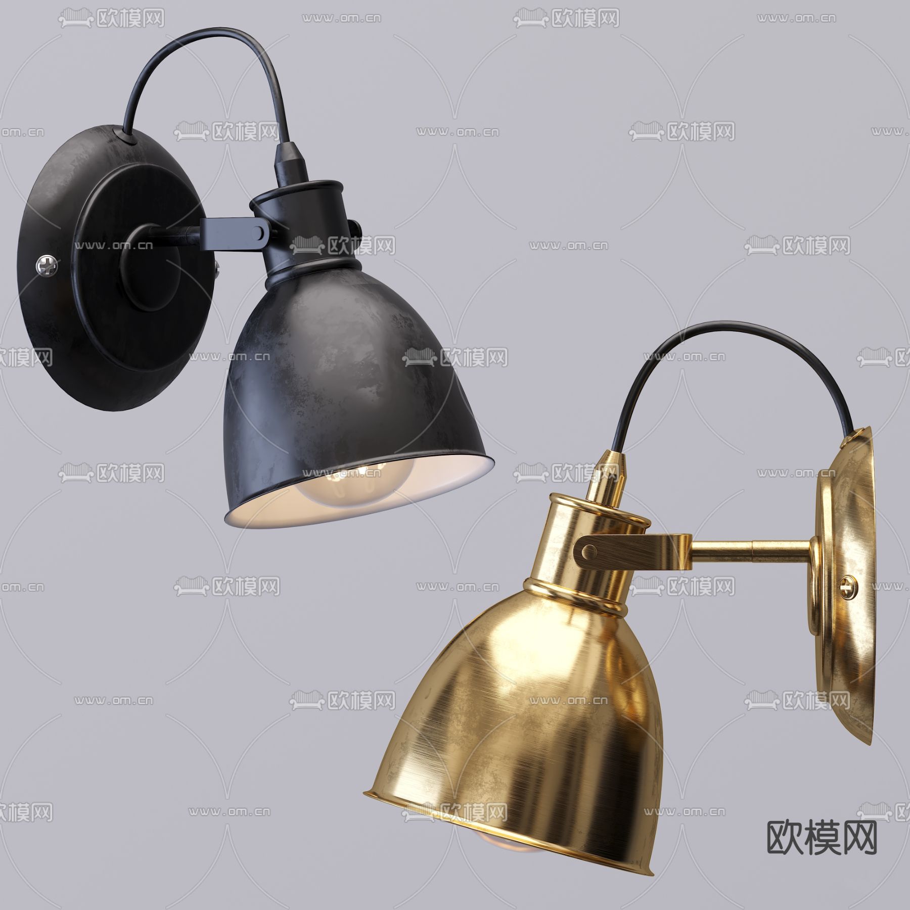 工业风壁灯3d模型