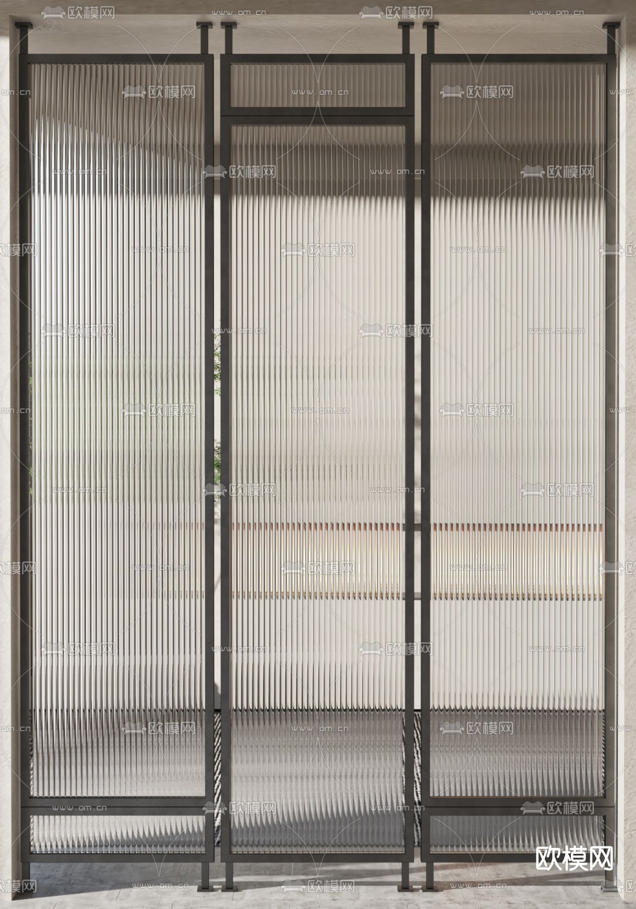 现代玻璃屏风隔断3d模型下载（渲染图2）