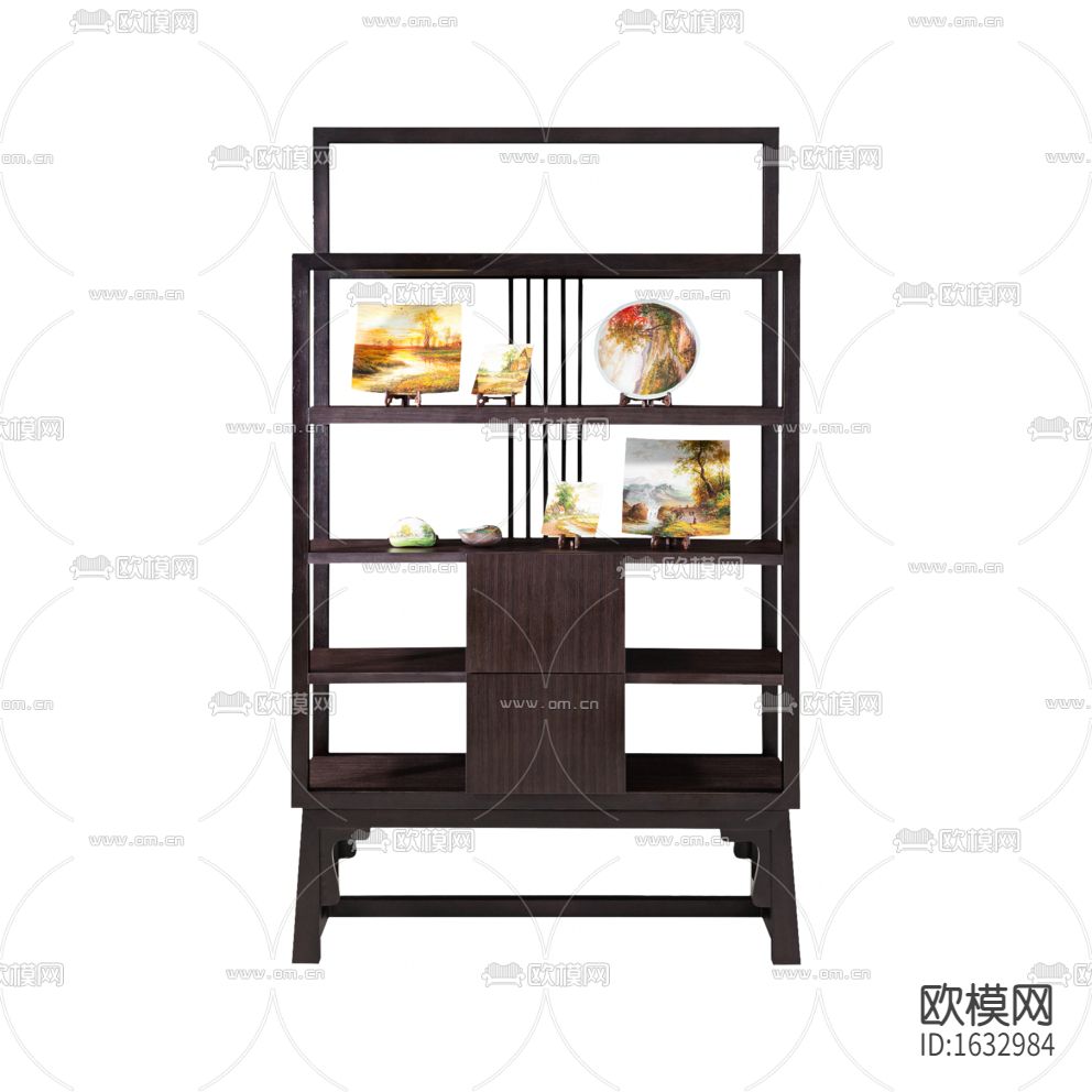 新中式简约实木置物架下载