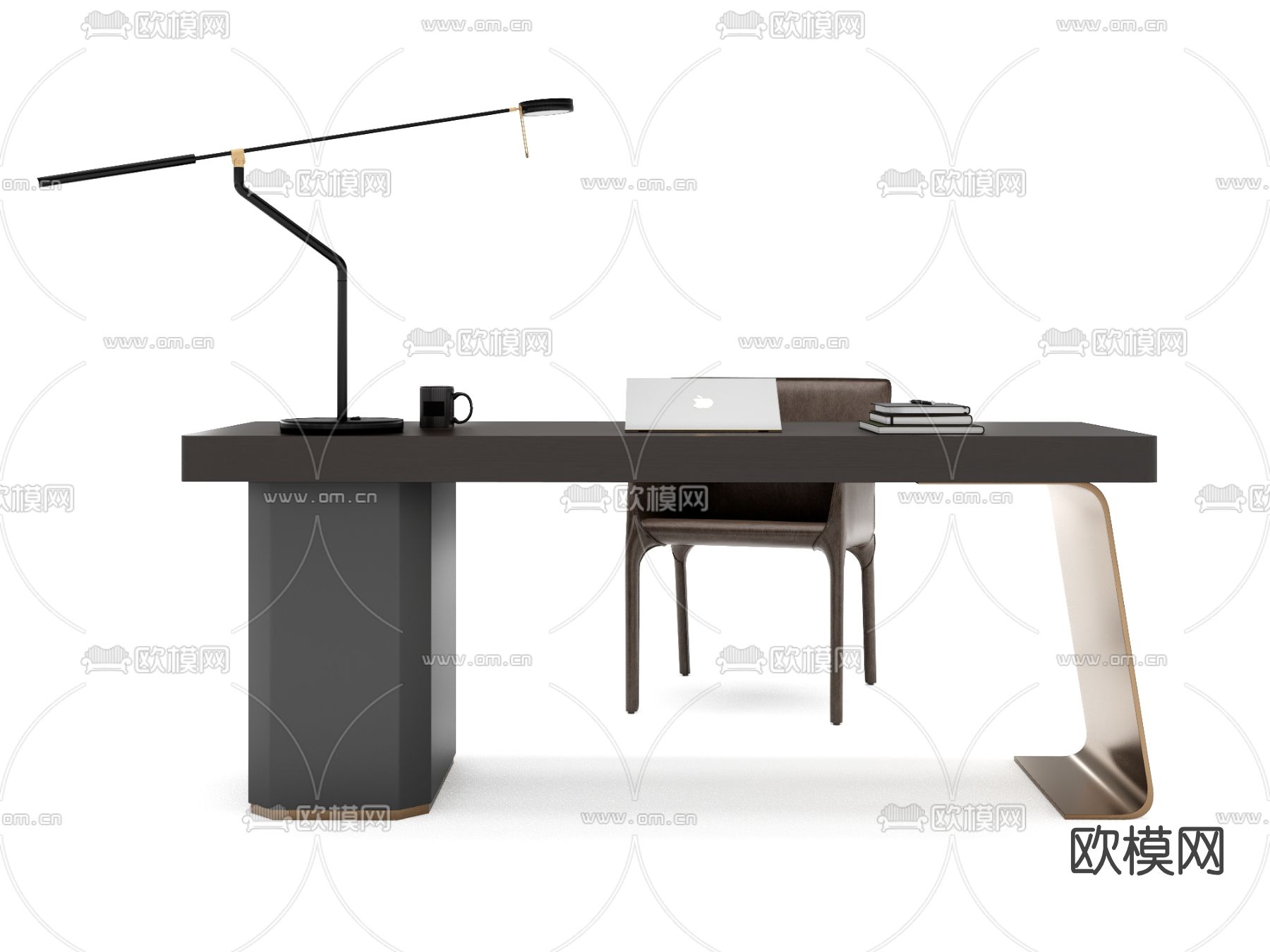 现代时尚书桌椅su模型下载（渲染图1）