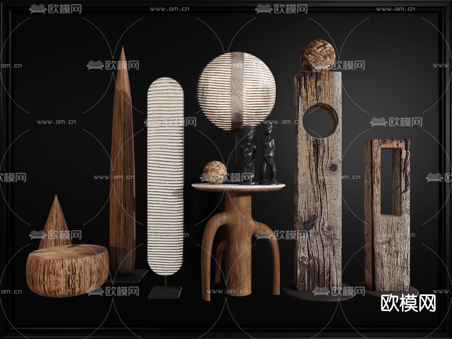 东南亚木质装饰摆件3d模型下载