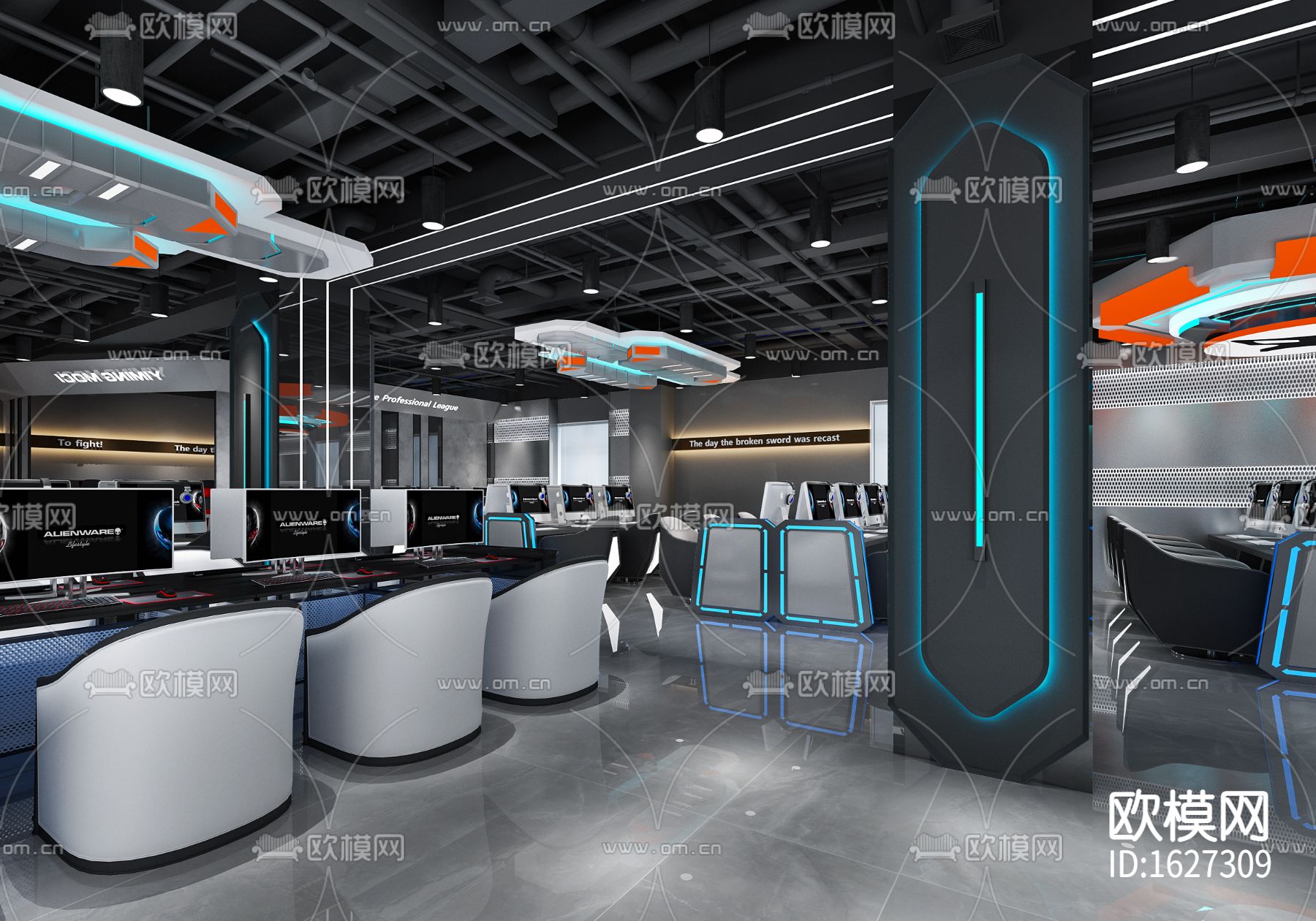 网吧cad施工图下载（渲染图8）