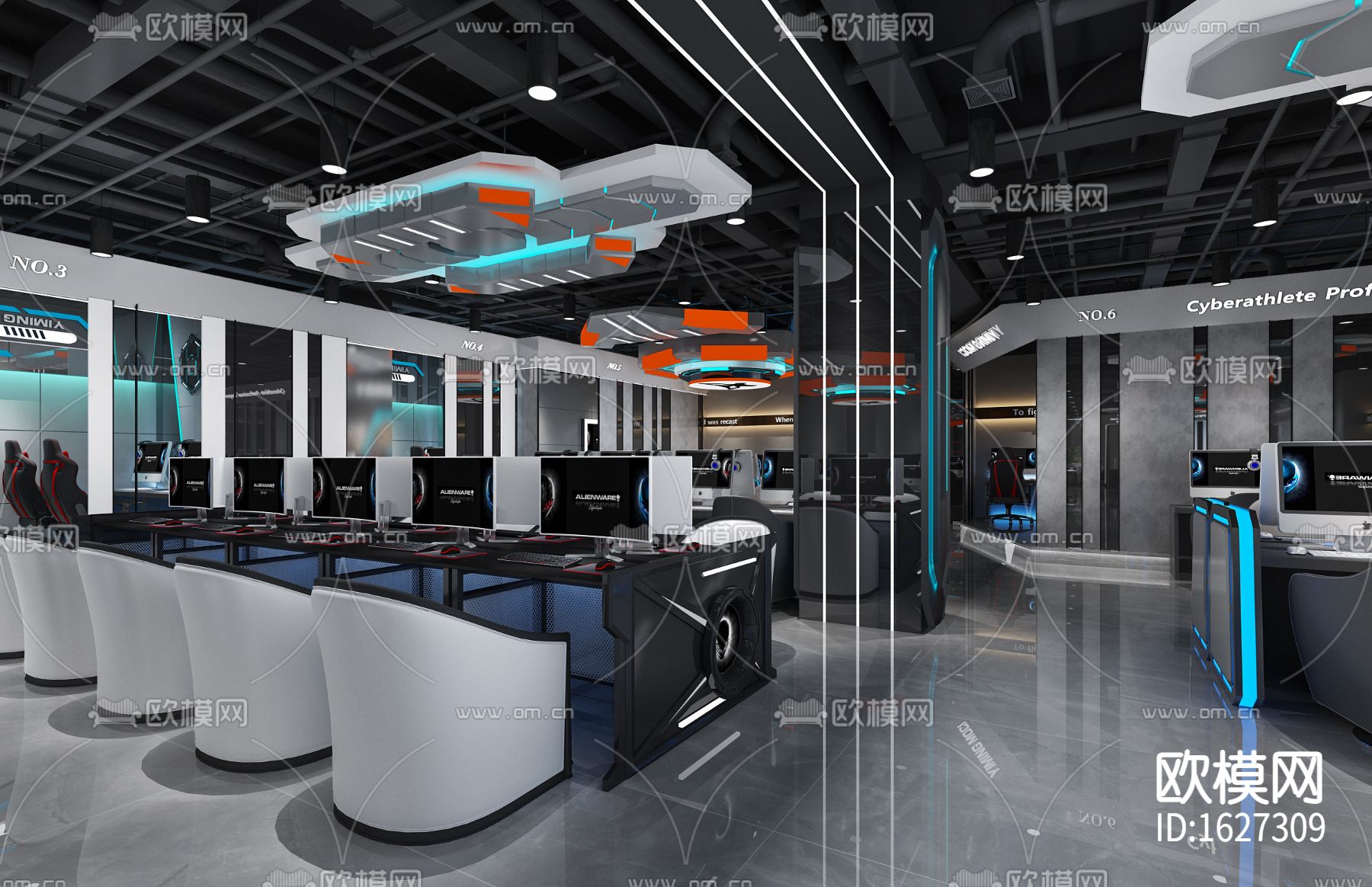 网吧cad施工图下载（渲染图9）