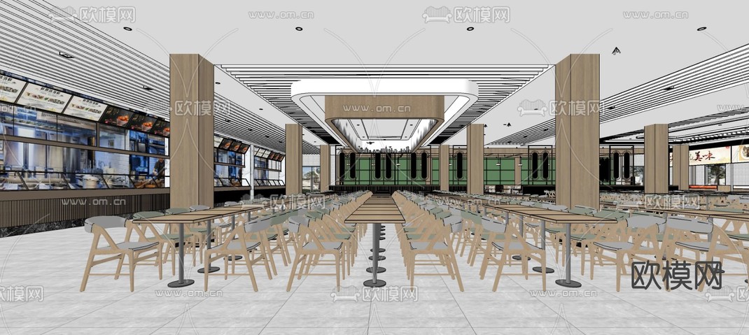 现代食堂su模型下载_ID10765377_sketchup模型下载-欧模网