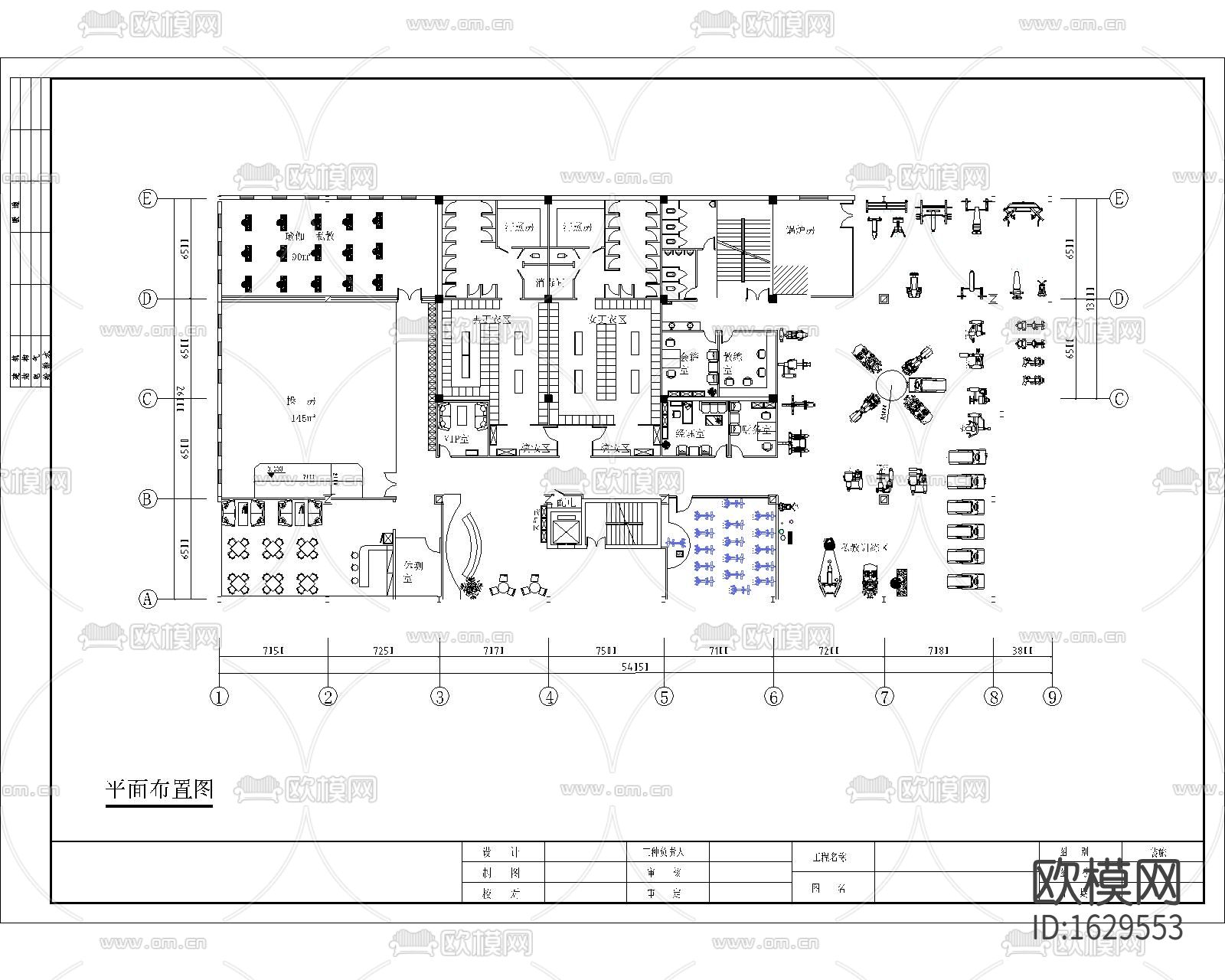 健身房cad施工图下载（渲染图1）
