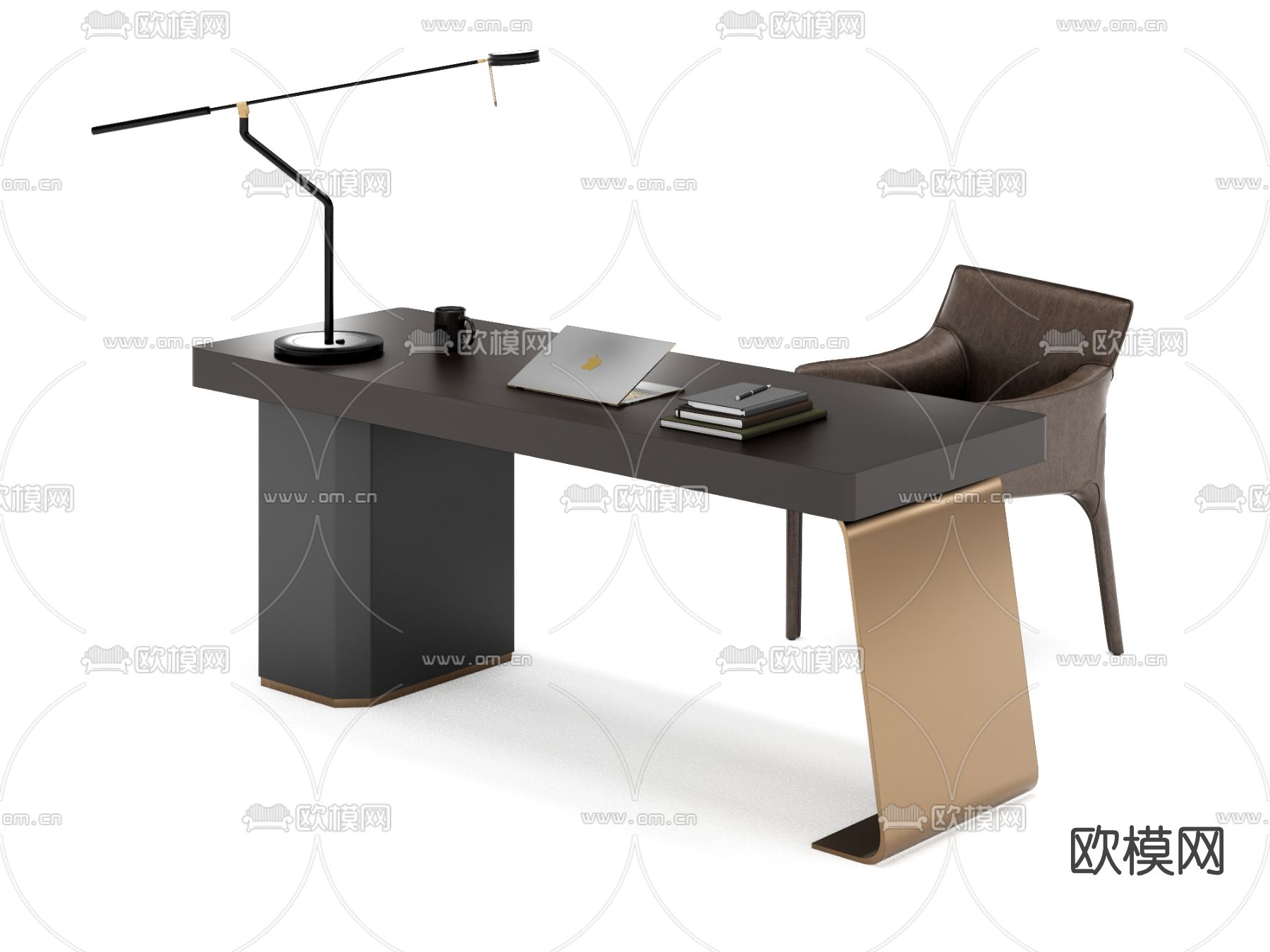 现代时尚书桌椅su模型下载（渲染图2）