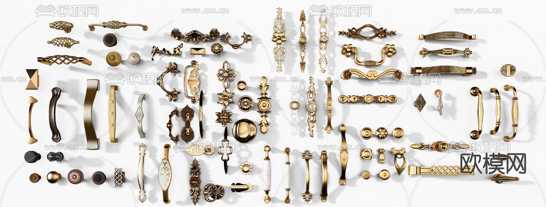 欧式轻奢门把手拉手3d模型下载