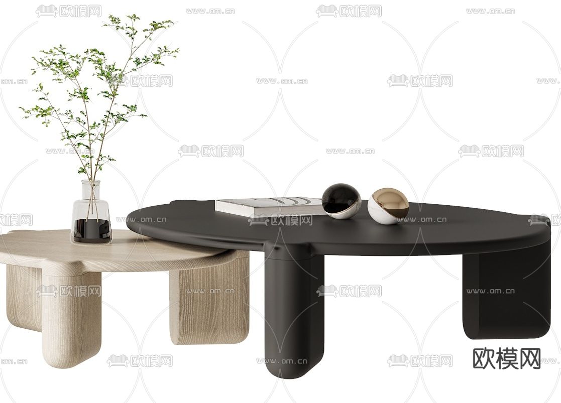 现代大理石茶几3d模型