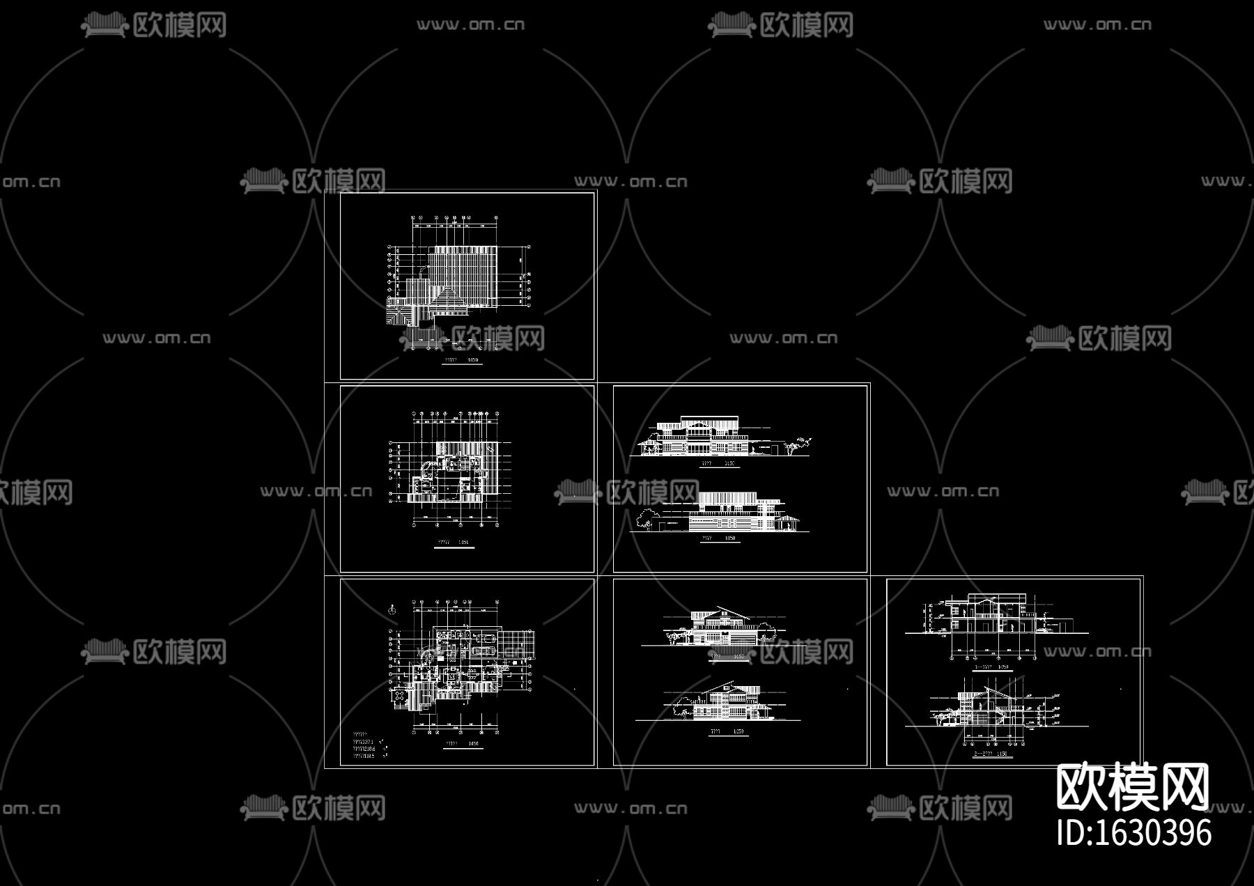 现代二层别墅建筑cad施工图下载