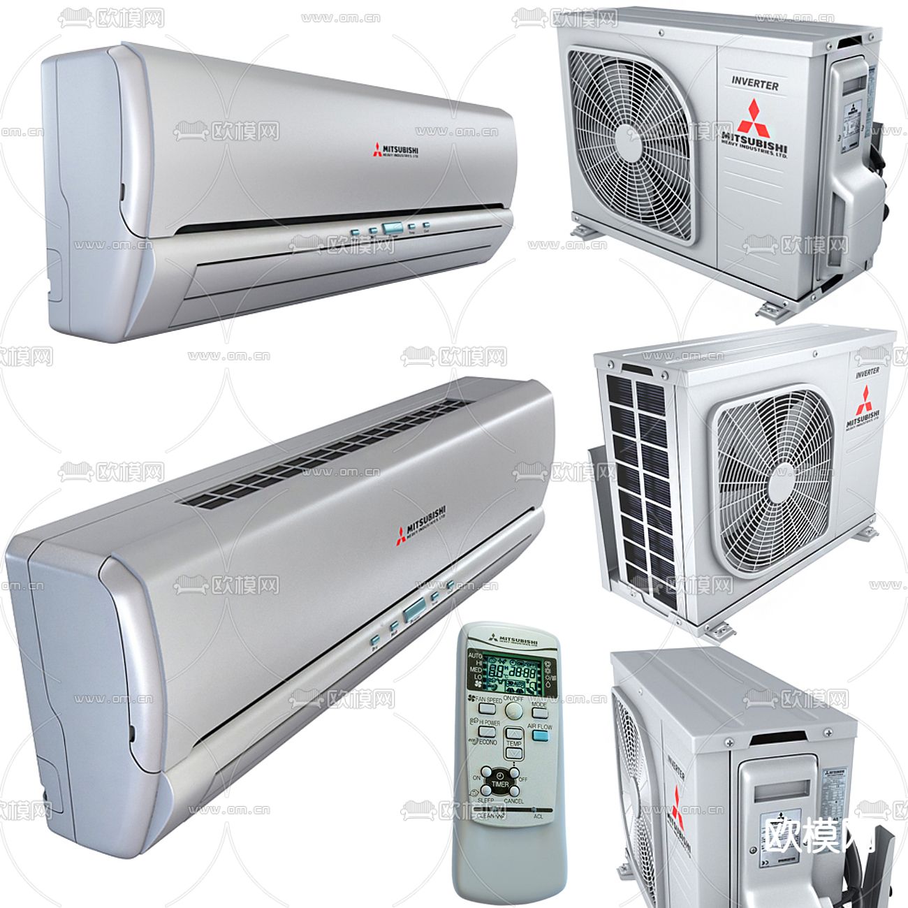 现代壁挂式空调空3d模型下载