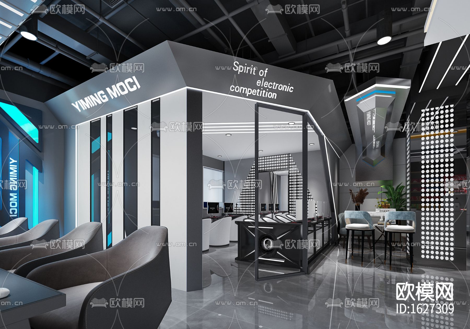 网吧cad施工图下载（渲染图6）