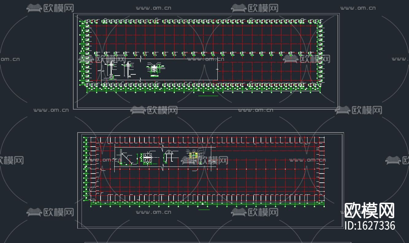 单层轻型钢架粮库cad施工图纸下载（渲染图4）