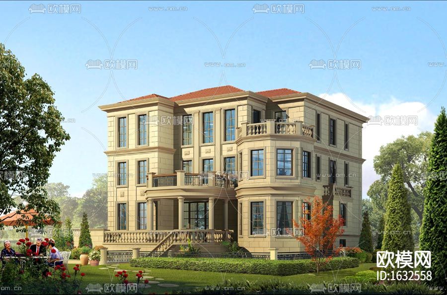 新中式别墅下载（渲染图1）