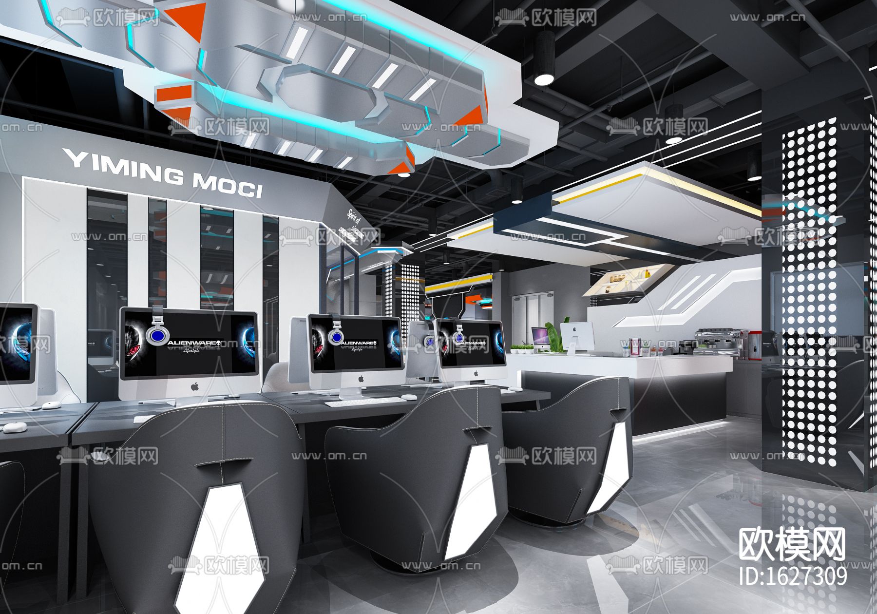 网吧cad施工图下载（渲染图5）