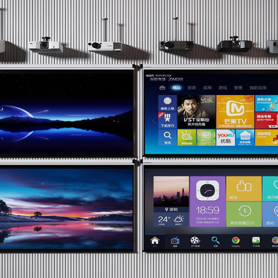  现代投影仪幕布su模型 