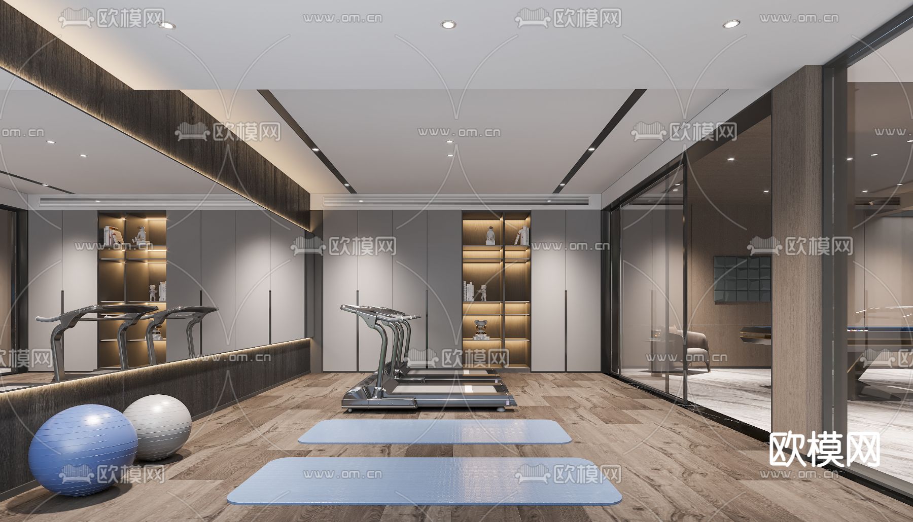 现代健身房娱乐区3d模型下载