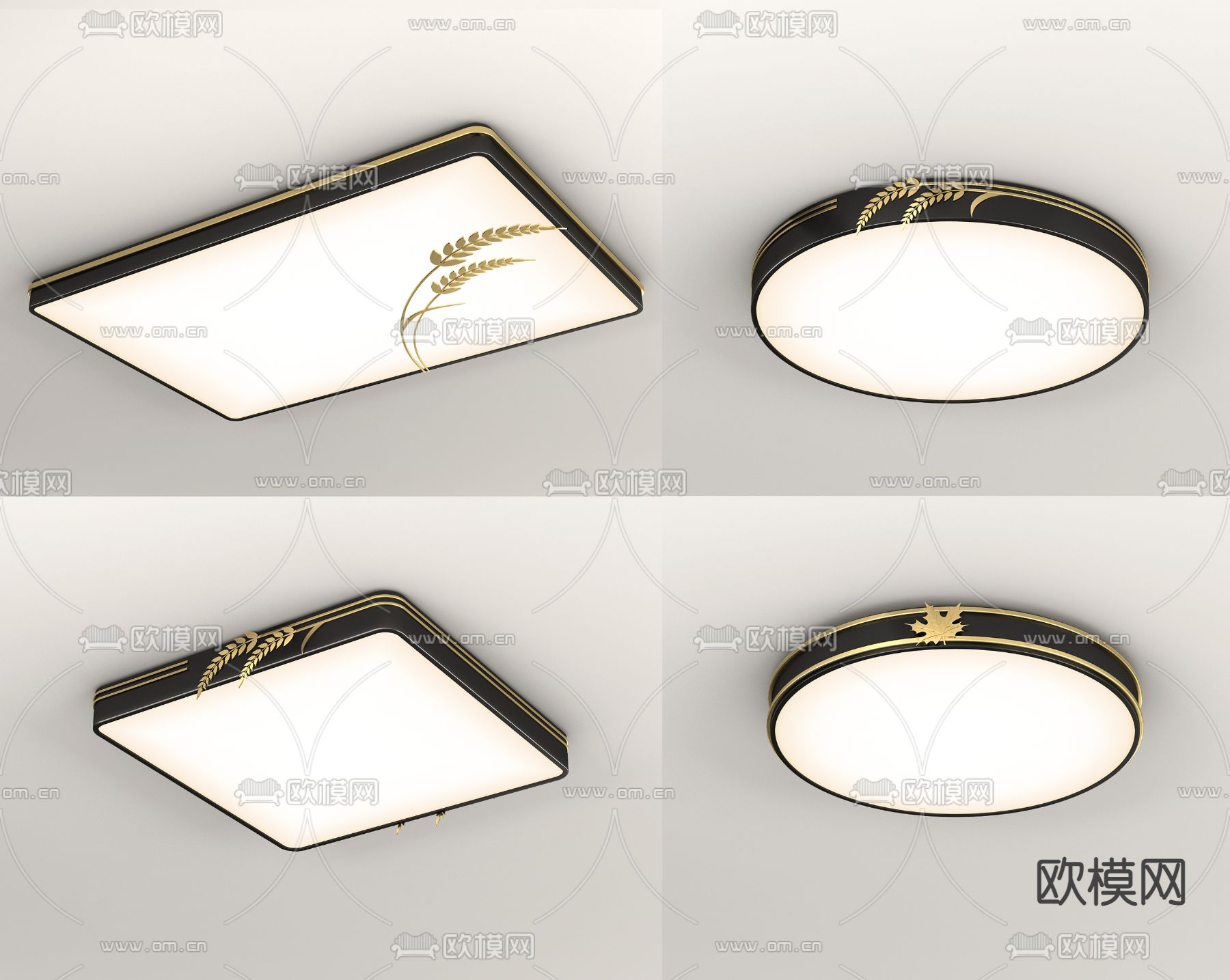 现代金属吸顶灯3d模型下载