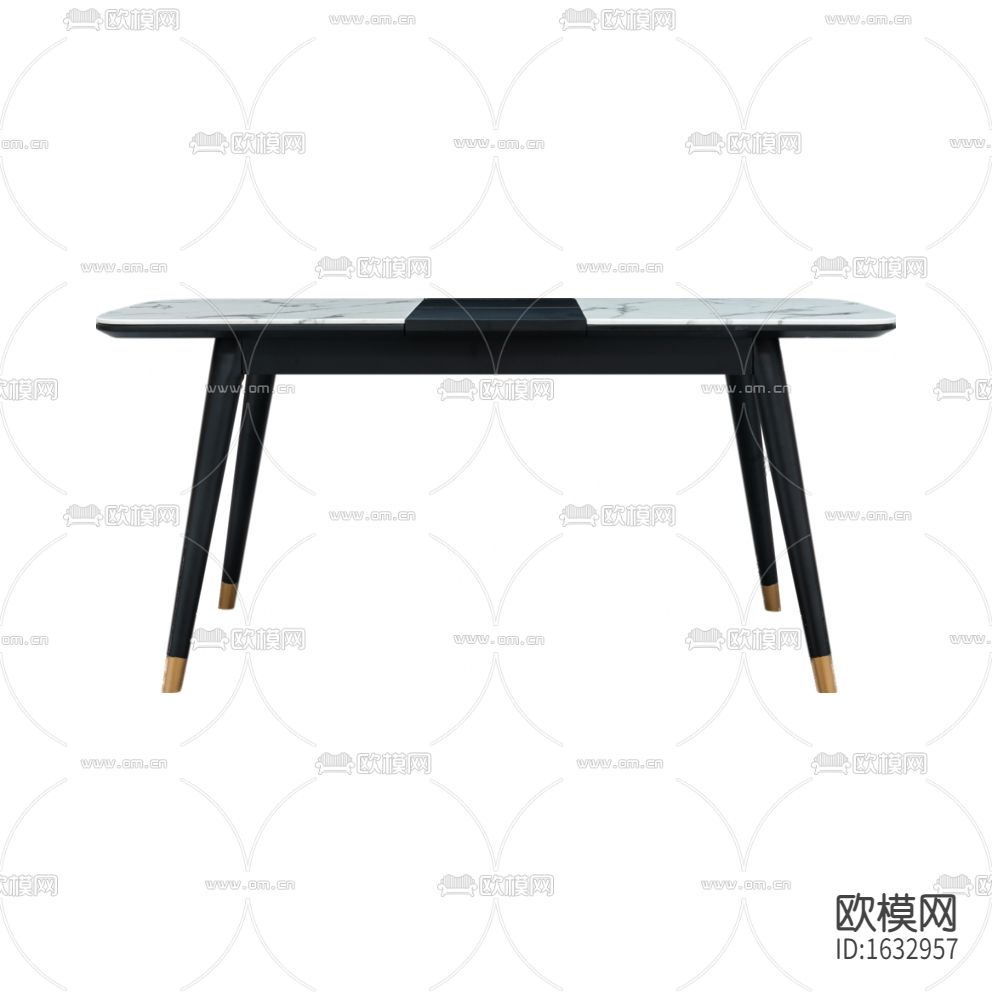 现代简约黑色实木大理石餐桌下载