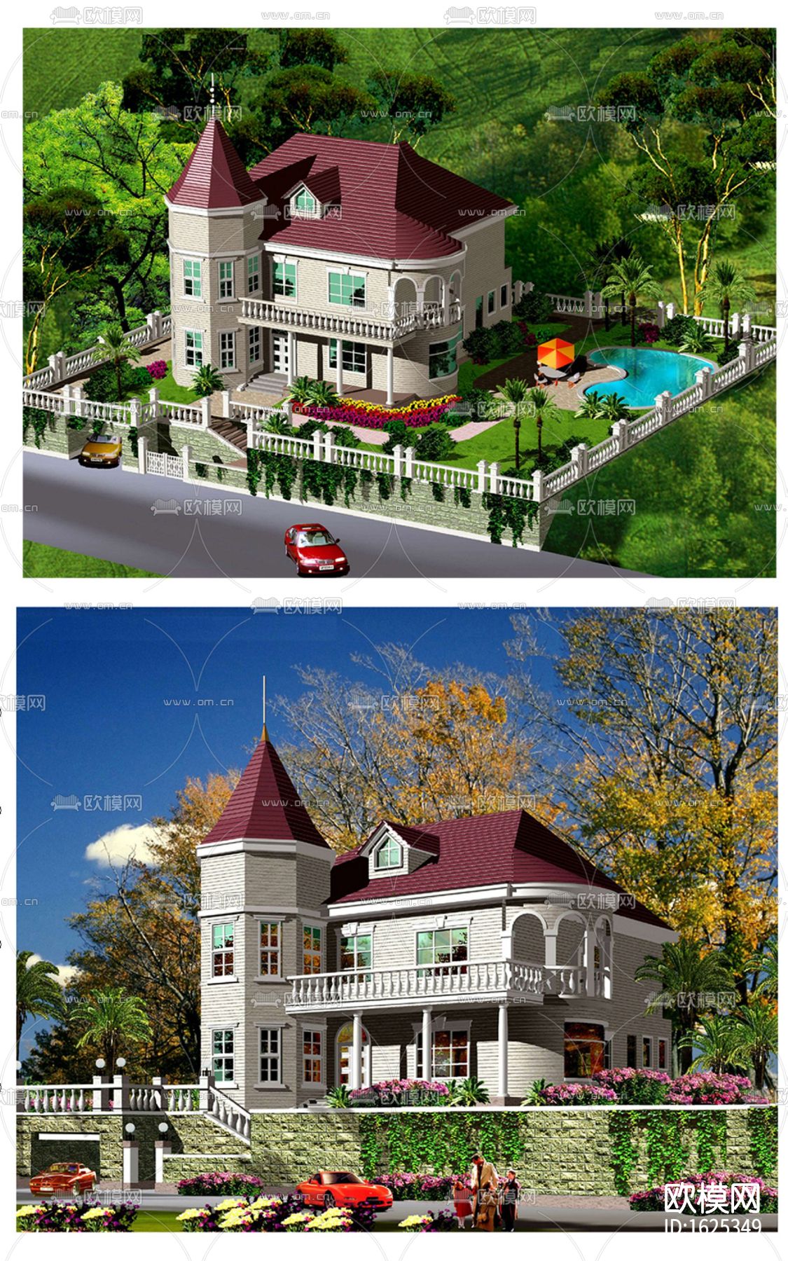 建筑外观cad施工图效果图下载（渲染图2）