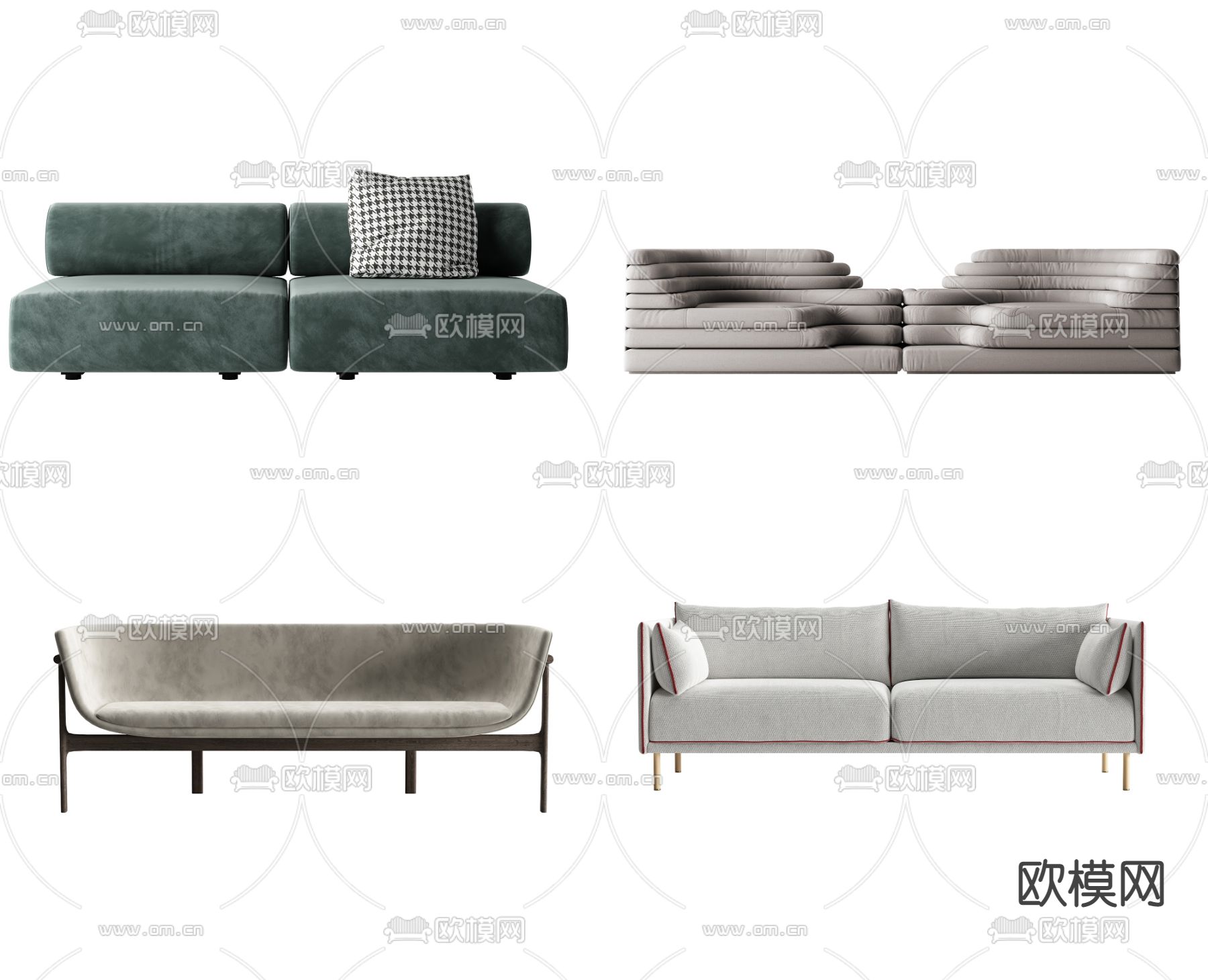 现代布艺双人沙发3d模型下载