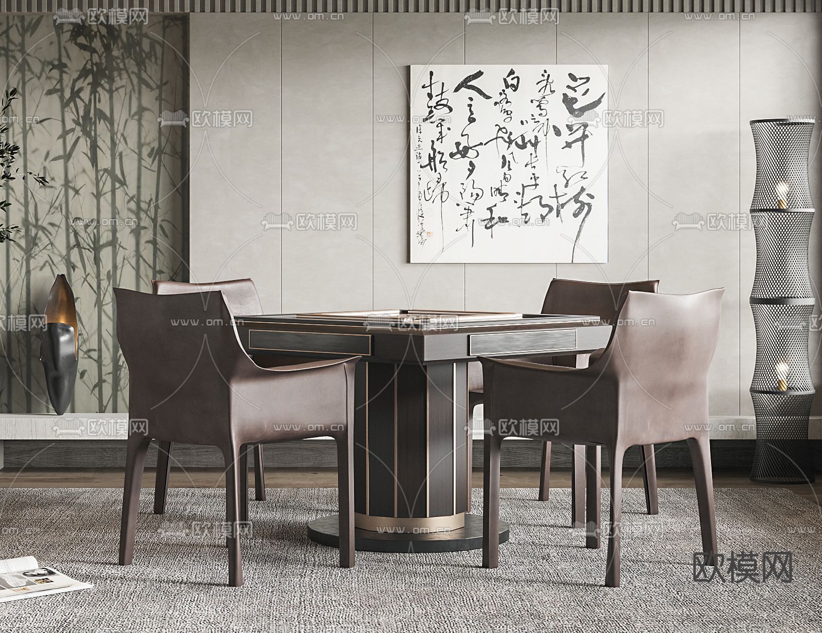 侘寂棋牌室休闲室3d模型