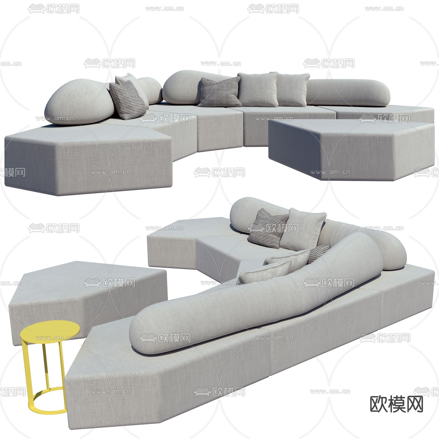 现代布艺minotti多人沙发3d模型