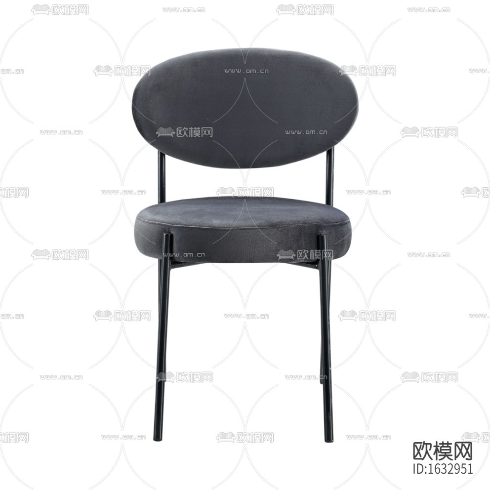 现代简约灰色布艺金属餐椅