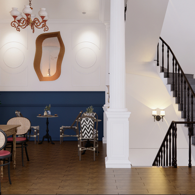  美式咖啡厅su模型 