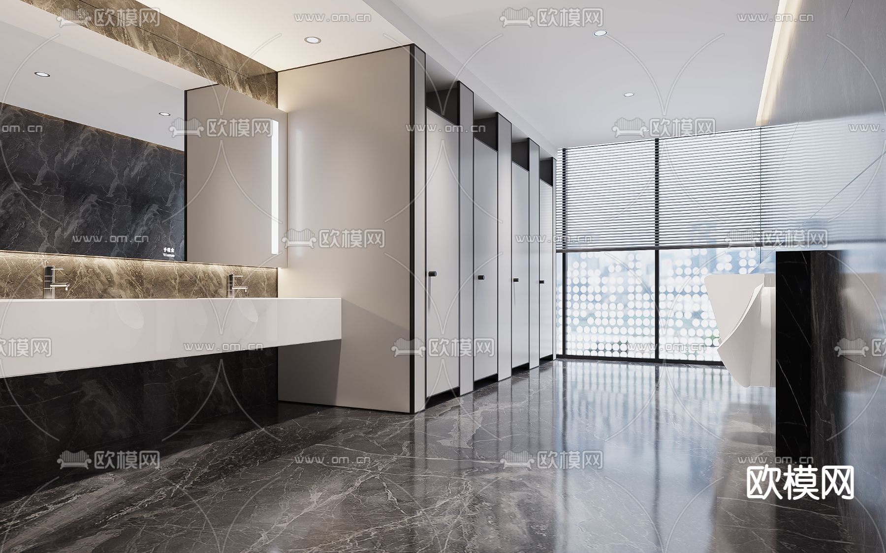 现代公共卫生间3d模型下载