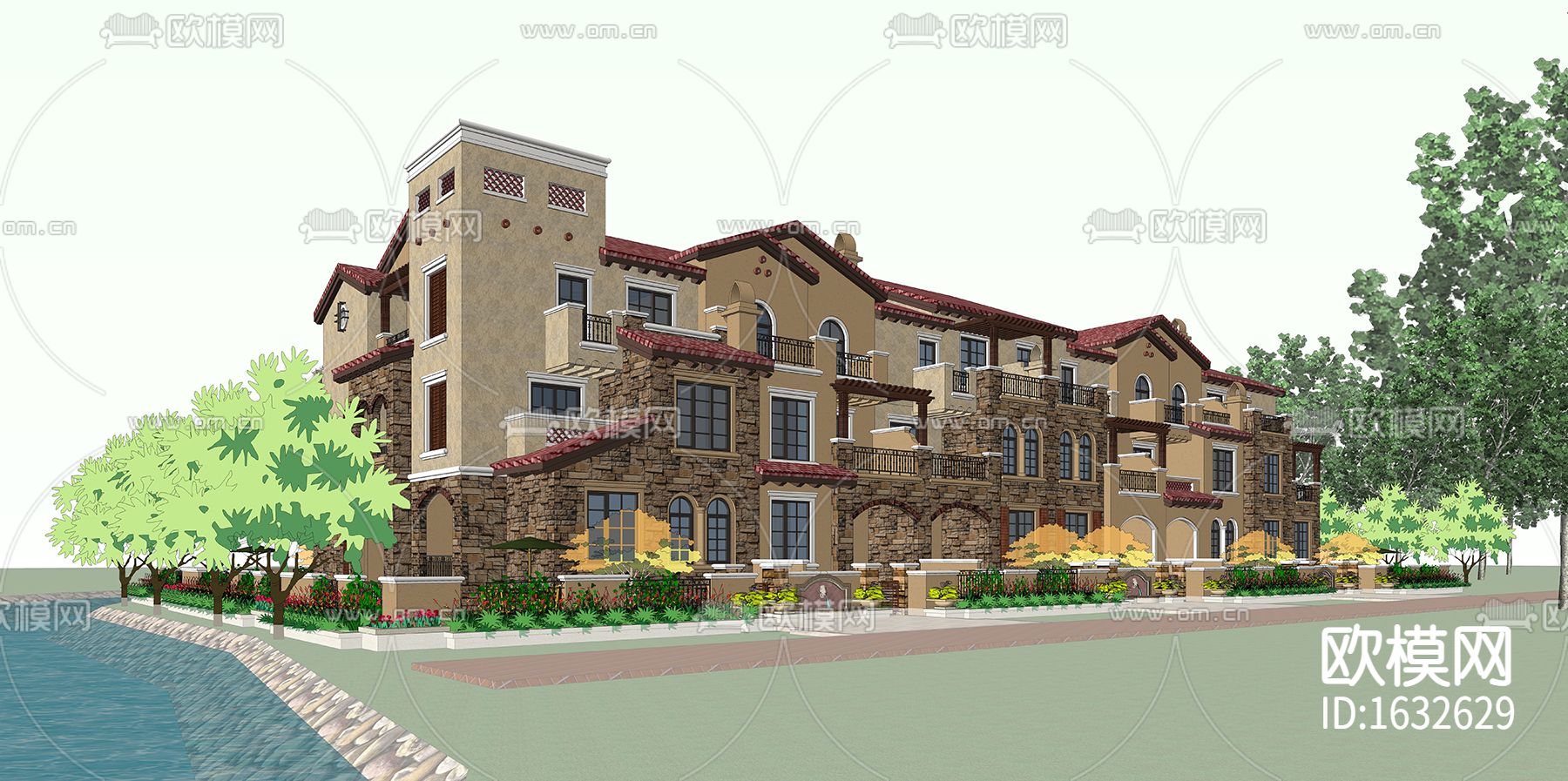 地中海别墅下载（渲染图3）