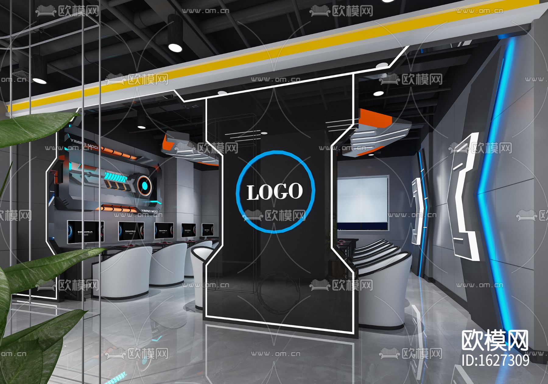 网吧cad施工图下载（渲染图7）