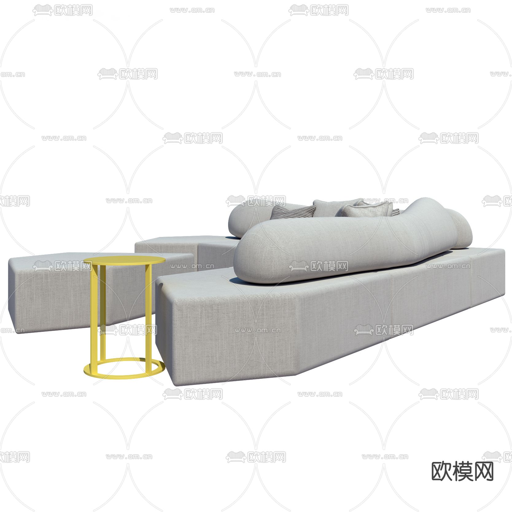 现代布艺minotti多人沙发3d模型
