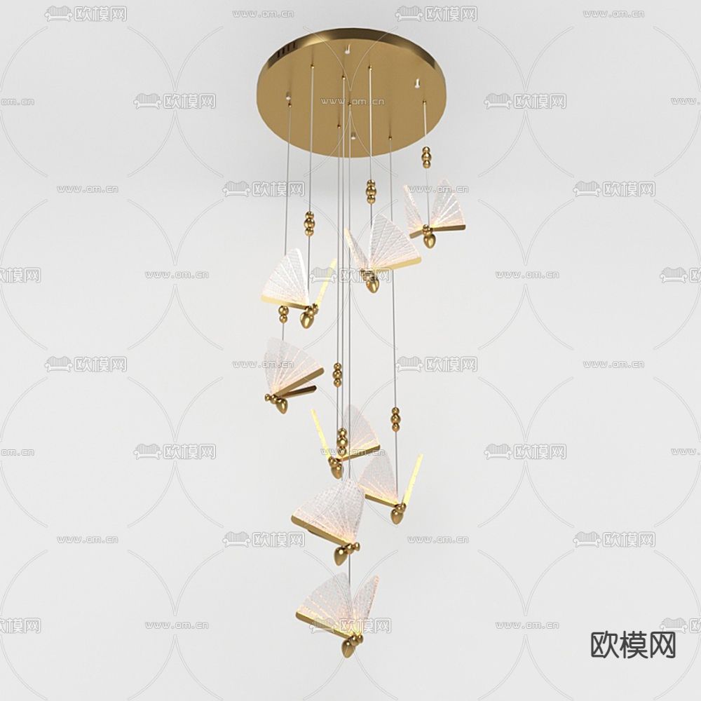 现代蝴蝶装饰吊灯3d模型