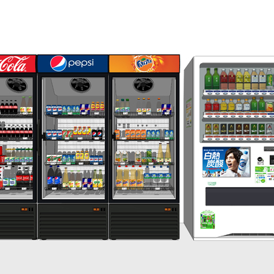  现代自动售卖机冷饮柜冰柜su模型 