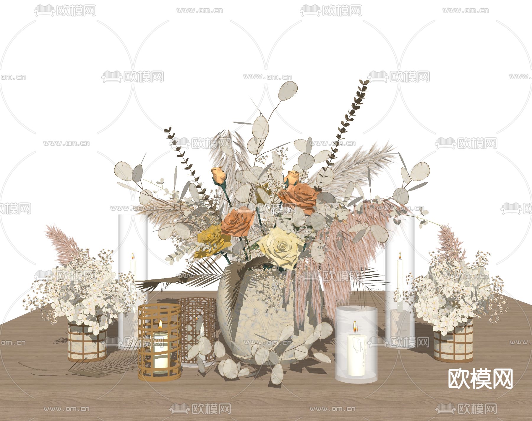 北欧花瓶花艺su模型下载