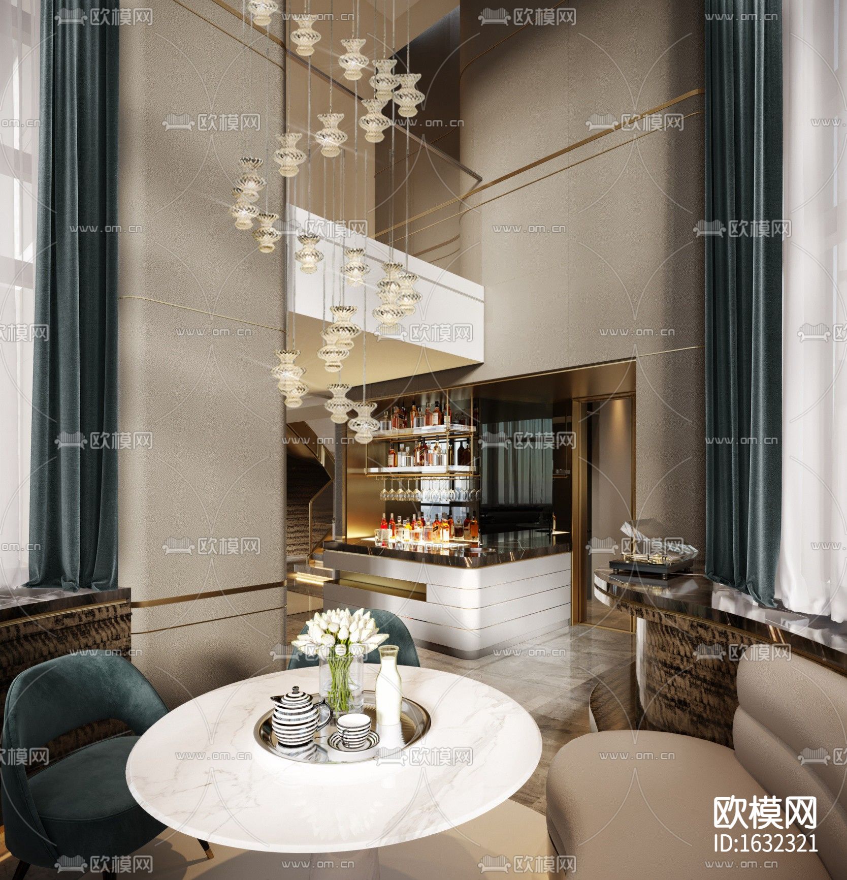 北京某奢华叠墅样板房设计方案下载（渲染图4）