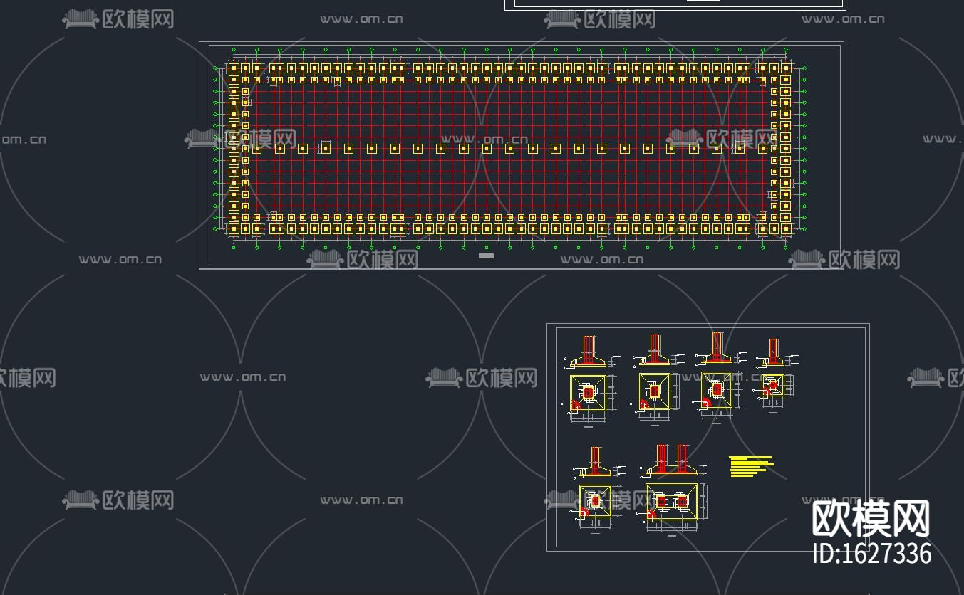 单层轻型钢架粮库cad施工图纸下载（渲染图3）