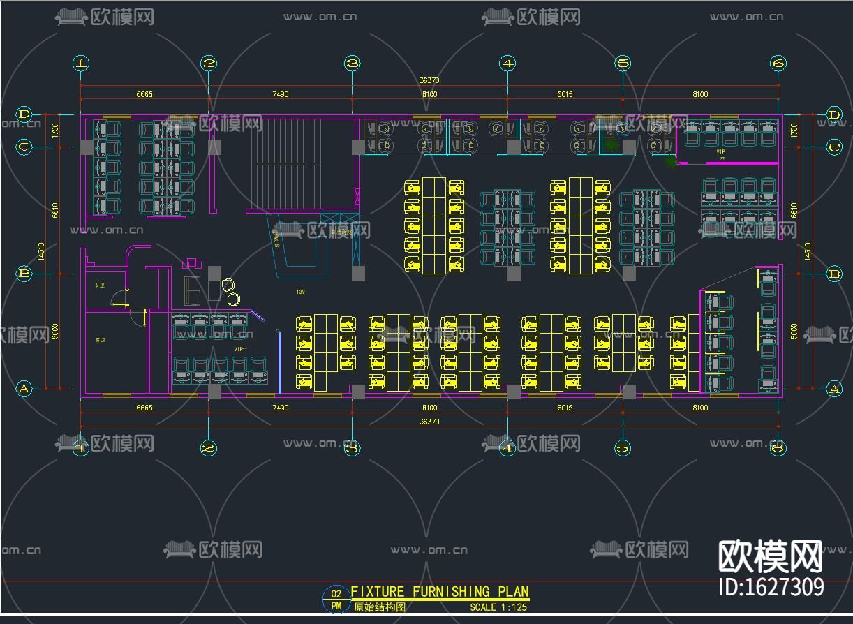 网吧cad施工图下载（渲染图1）