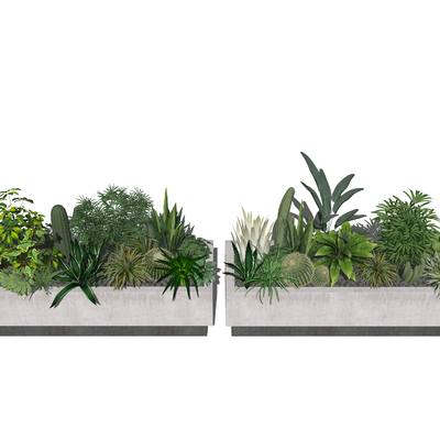  现代花箱花坛su模型 