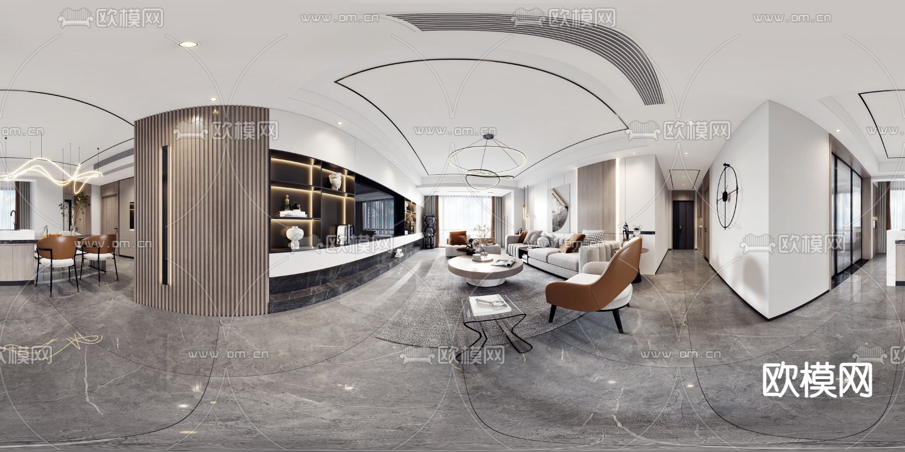 现代轻奢客餐厅vr全景3d模型