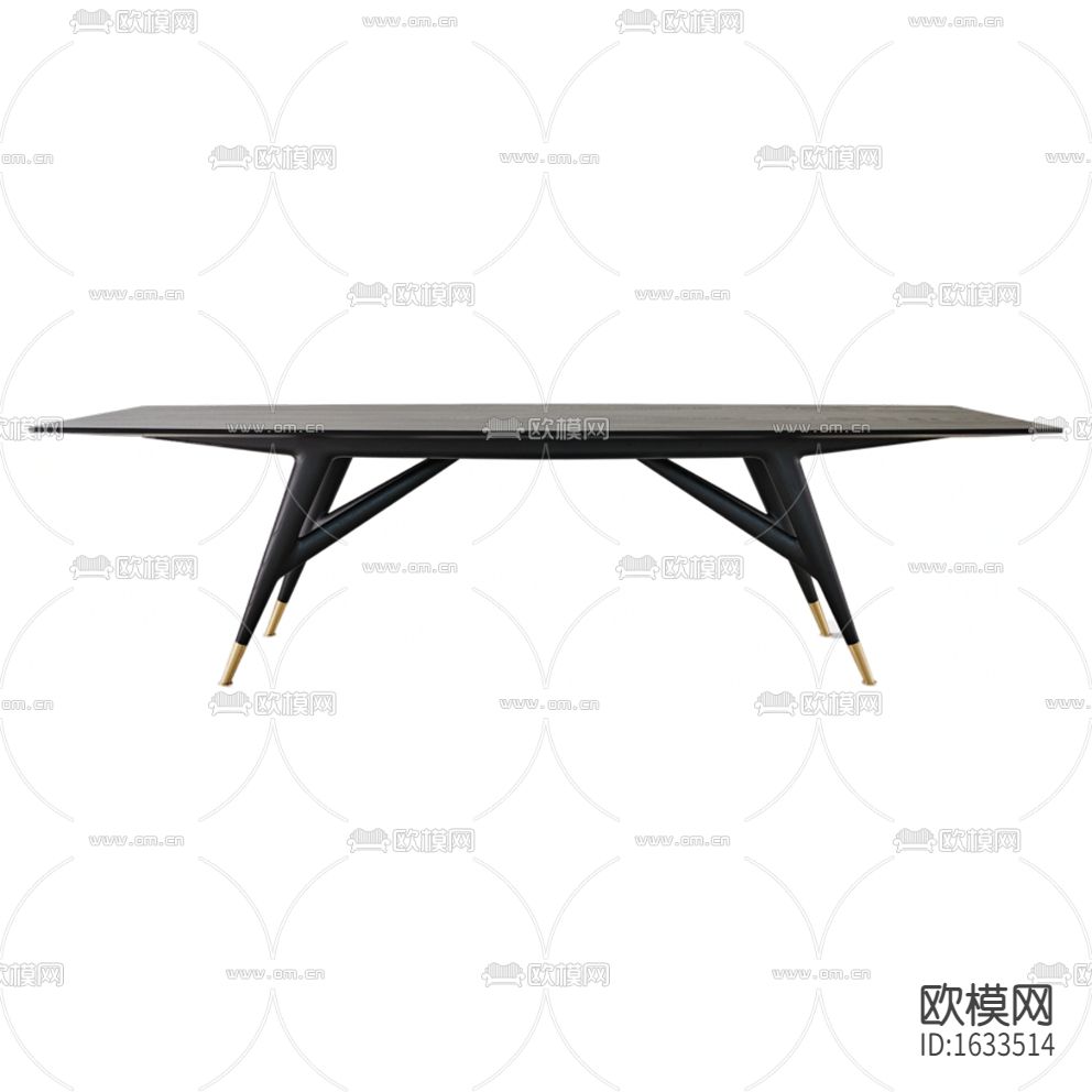 现代轻奢黑色实木金属餐桌下载