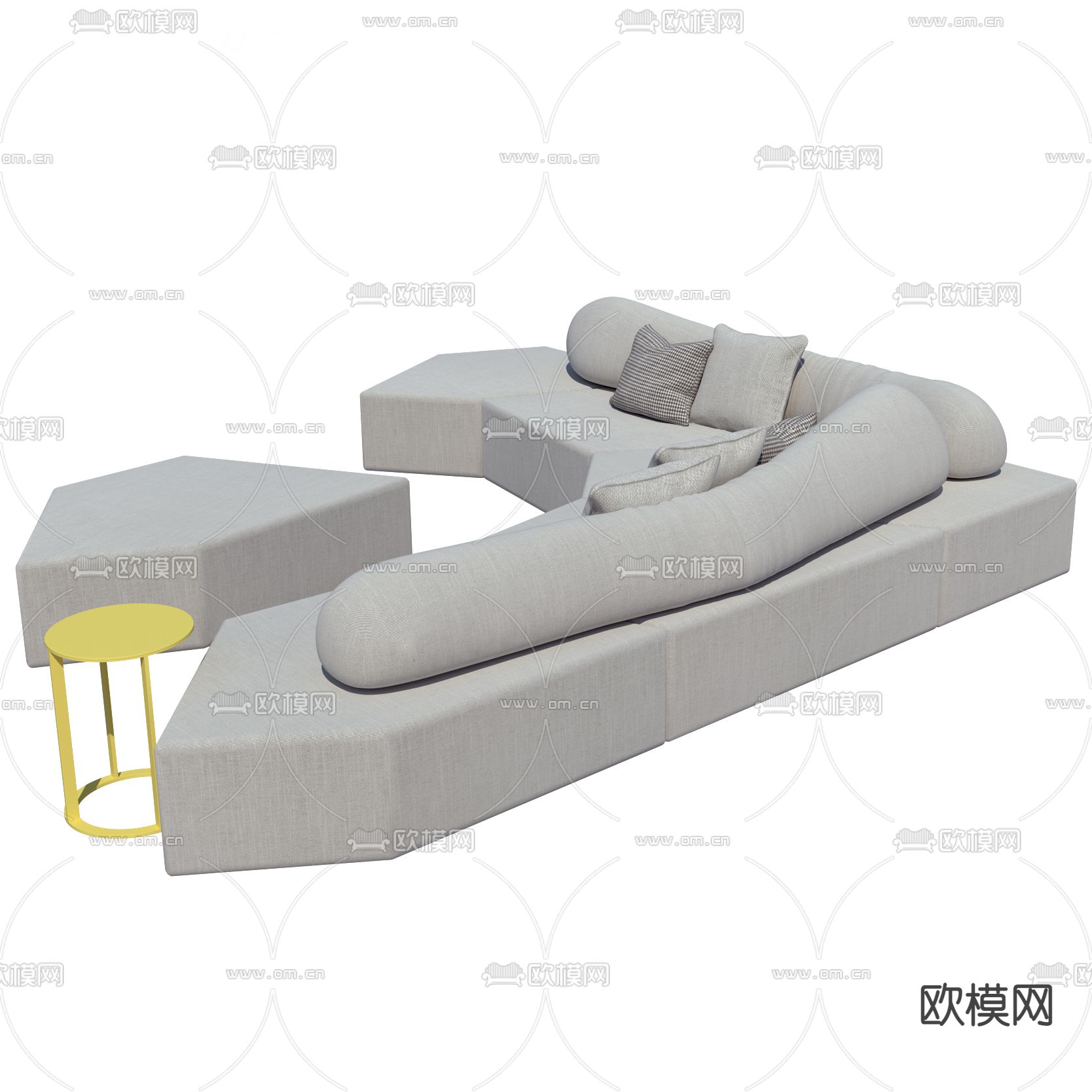 现代布艺minotti多人沙发3d模型