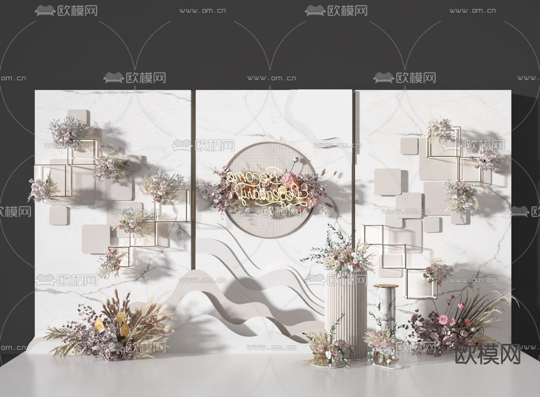 现代婚庆婚礼花艺美陈3d模型下载