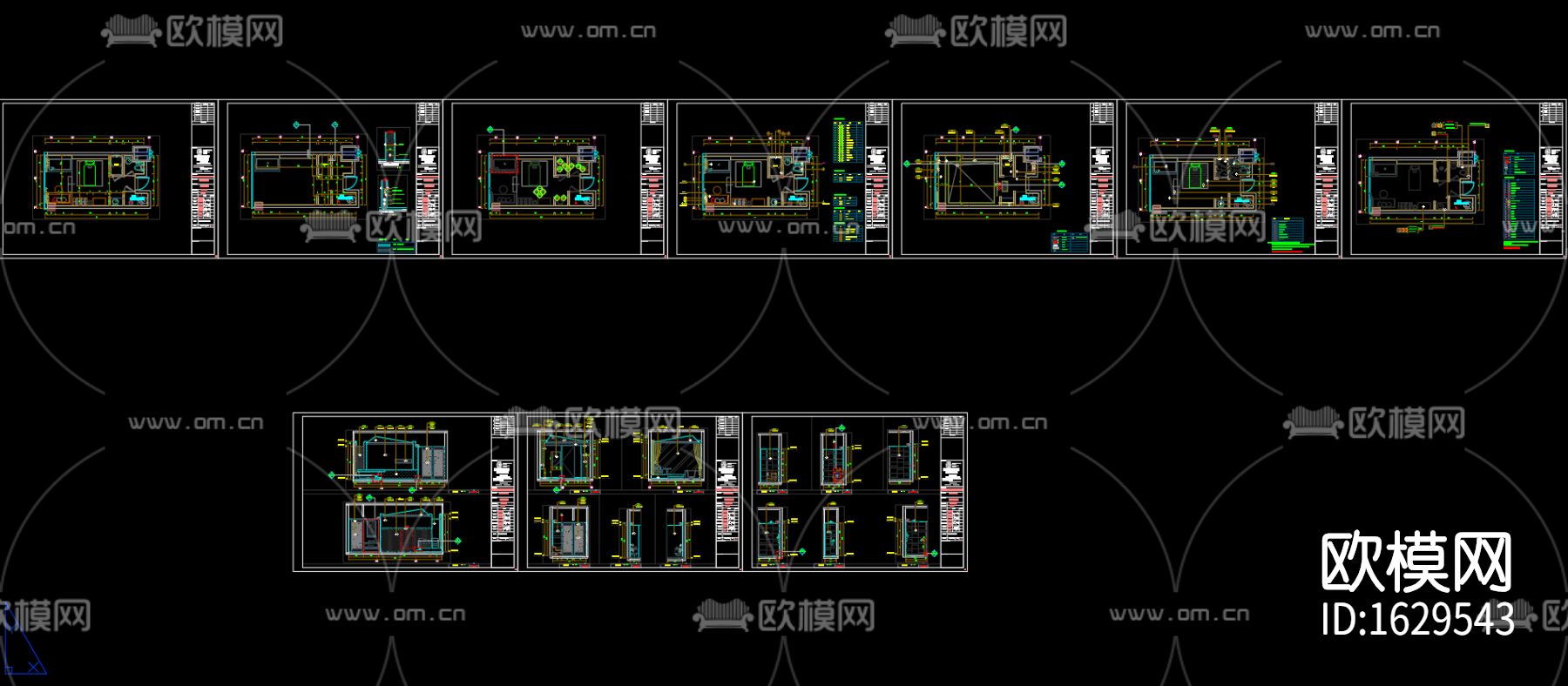 酒店民宿cad施工图下载（渲染图1）