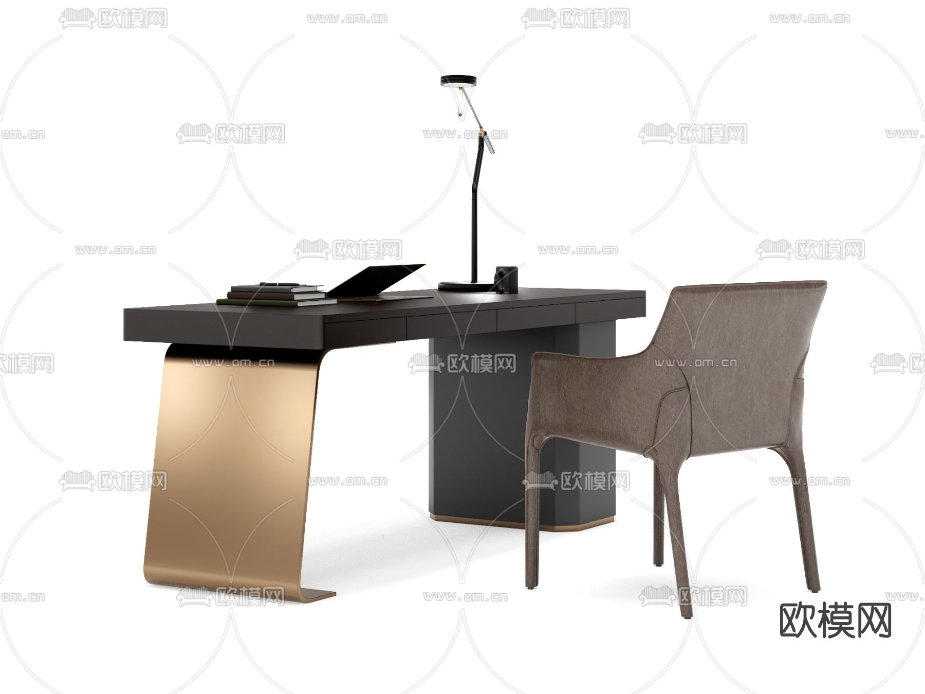 现代时尚书桌椅su模型下载（渲染图3）