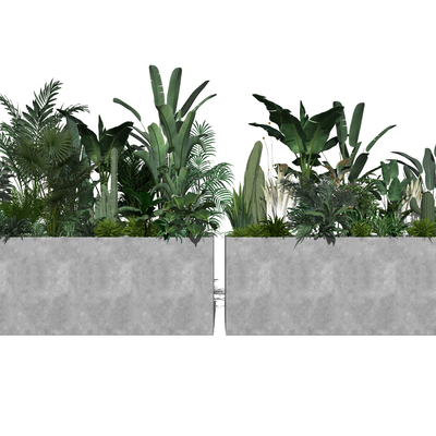  现代绿植花箱盆栽su模型 