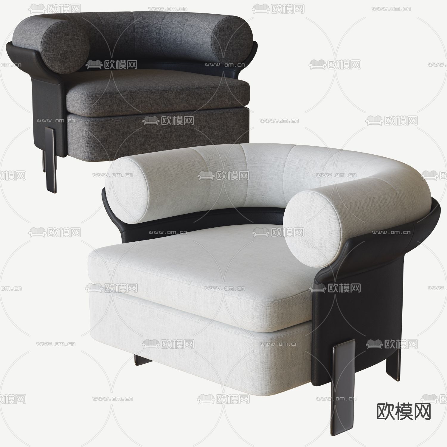 现代布艺单人沙发3d模型下载（渲染图2）