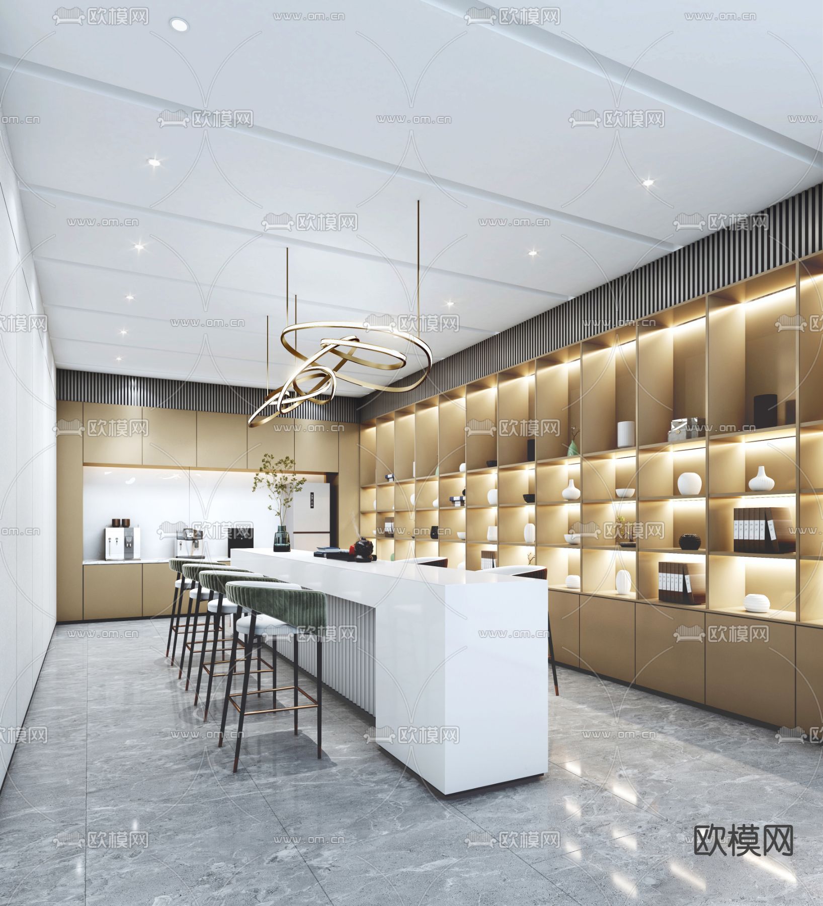 现代办公室茶水间3d模型